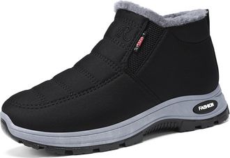 Generic Womens Winter Snow Boots Mid-Calf House Platform Footwear Waterproof Faux Fur Lining Short Boots Mom And Senior Ankle Boots(Black,4.5 UK)