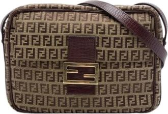 Fendi Pre-owned Canvas Crossbody Bag - Dames - Vintage Schoudertas - Bruin - ONE Size - Leer - Vintage