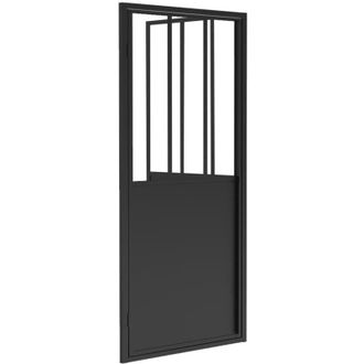 Vente-Unique Parete doccia con porta girevole 80 x 195 cm Nero opaco Stile industriale - URBANIK