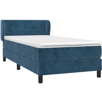 vidaXL Cama Box Spring Con Colch&oacute;n Terciopelo Azul Oscuro 80x200 Cm Vidaxl