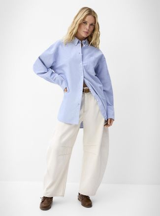 Icone Womens Patch pocket oversized Oxford shirt
