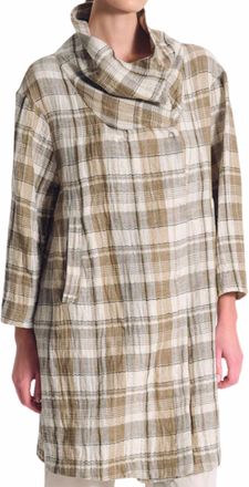 Transit Par-Such Womens Checked Trench In Cotton And Linen Sand
