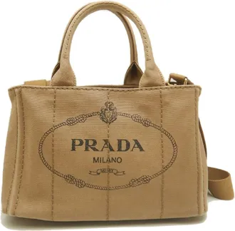 Prada Canapa Gold Canvas Tote Bag (Pre-Owned)