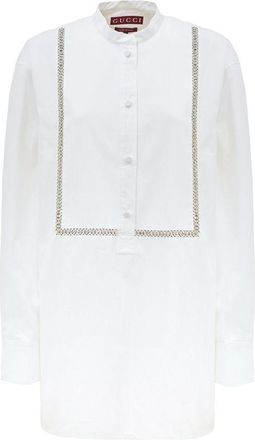Gucci Womens Embellished Long Sleeve Tunic - White Cotton - Size EU 40 (Womens)