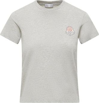 Moncler Logo Katoenen T-Shirt - Dames - T-shirts - Grijs - XS - Katoen - Tops