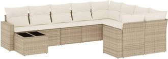 vidaXL Juego De Sof&aacute;s Jard&iacute;n Con Cojines Beige 10 Pzas Rat&aacute;n Sint&eacute;tico Vidaxl