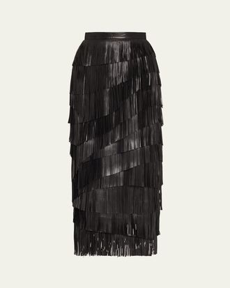 Ulla Johnson Therese Leather Fringe Skirt