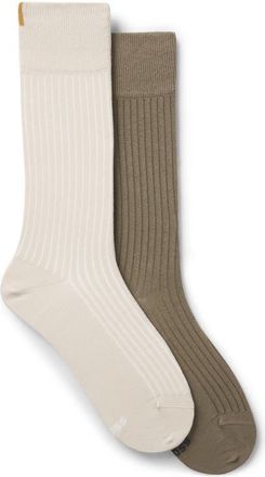 BOSS Assorted 2-Pack Solid Cotton Blend Dress Socks in Light Beige at Nordstrom