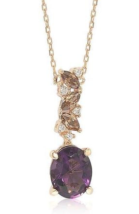 Suzy Levian Sterling Silver Cubic Zirconia Pendant Necklace in Pink at Nordstrom Rack, Size 5.5