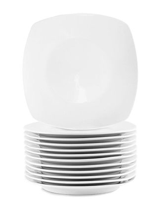 Elama 12Pc Square Porcelain Large Dinner Plates