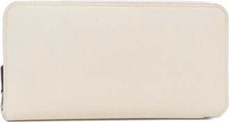 Herm&egrave;s White Epsom Leather Silk Long Wallet (Bi-Fold) (Pre-Owned)