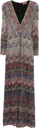 Missoni Maxi Dresses, female, Multicolor, Size: S Zigzag Pattern Sequin Midi Dress