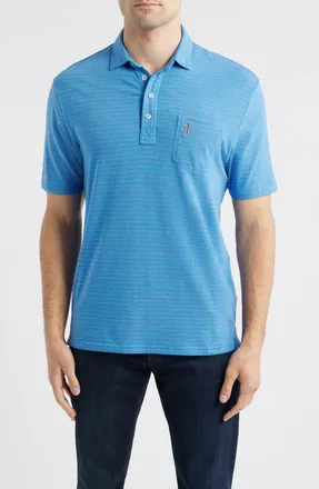 Johnnie-O Ryan Stripe Polo in Venice Blue at Nordstrom, Size Xx-Large