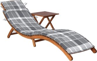 vidaXL Tumbona De Jard&iacute;n Con Mesa Y Coj&iacute;n Madera Maciza De Acacia Vidaxl