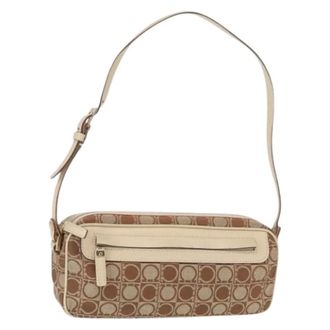 Ferragamo Pre-owned Canvas Schoudertas - Dames - Pre-owned - Beige - Maat: ONE Size