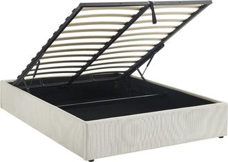 Sweeek Cama con somier abatible y cabecero 140cm, acabado en pana fina