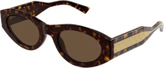 Gucci Sunglasses, female, Brown, Size: 52 MM Oval Frame Sunglasses