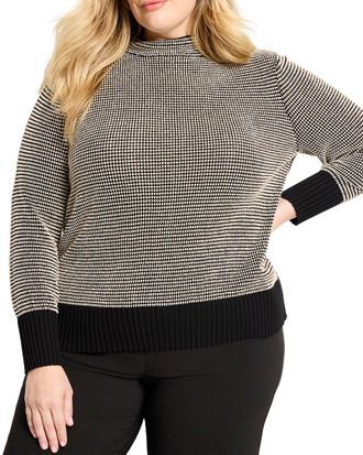 Nic+Zoe Nic+Zoe Plus Funnel Neck Pixel Knit Sweater