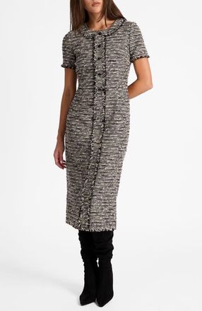 Santorelli Cass Midi Tweed Dress in Sandstone at Nordstrom, Size 2