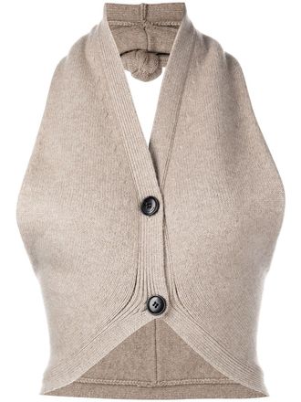 Alexander Wang sleeveless halterneck cardigan - Brown