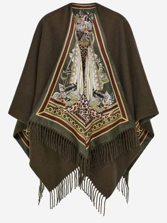 Ferragamo kasjmier cape met franjes