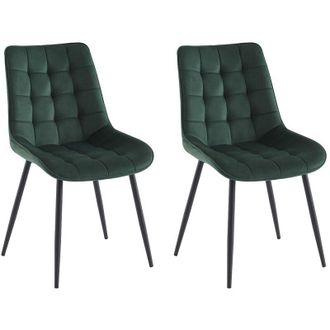 Vente-Unique Vente-unique - Sedia imbottita in Velluto e Metallo Nero Verde - Lotto di 2 - ollua