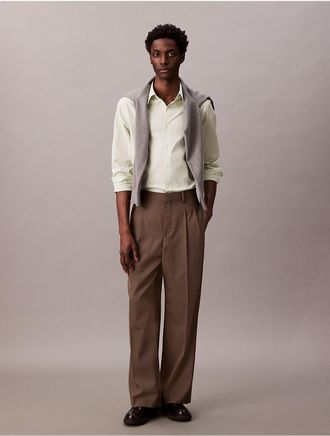 Calvin Klein Mens Slim Stretch Button-Down Shirt - Neutral - XL