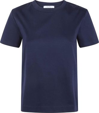 Max Mara Mxpdonata Small Logo Cotton Classic T-Shirt - Dames - T-shirts - Blauw - XS - Katoen - Tops