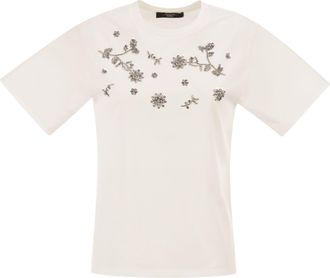 Max Mara Weekend Maxmara Wkdagile Jersey-T-Shirt mit Aufdruck und Stickerei