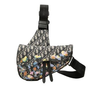Dior Beige Navy Canvas Leather Saddle Bag Shoulder Bag Sling Bag (Pre-Owned)