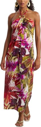 Natori Rainforest Cotton Maxi Halter Dress