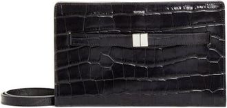 Toteme Belted Croc Embossed Leather Crossbody Bag in Black at Nordstrom