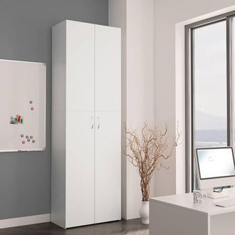 Berkfield Home Office Cabinet White 60x32x190 cm Engineered Wood | Size: 60 x 32 x 190 cm