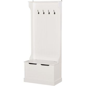 HOMCOM Homcom - Appendiabiti con Panca Contenitore in mdf, 71.5 x 39.5 x 170 cm, Bianco