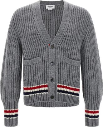 Thom Browne Grey RWB tape cardigan