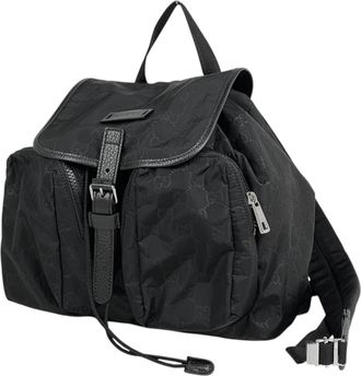 Gucci Black Nylon Leather Backpack (Pre-Owned)