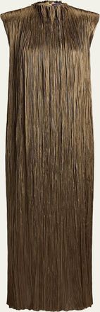 Ralph Lauren Collection Virna Pleated Lam&eacute; Cocktail Dress