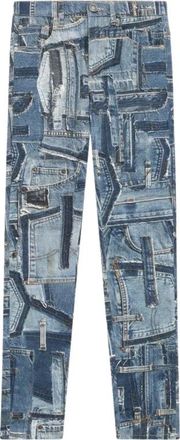 Roberto Cavalli Patchwork Skinny Jeans Collectie - Dames - Slim Fit Jeans - Blauw - 2XL - Katoen - Jeans