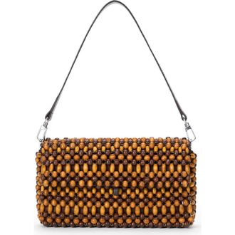 Staud Timmy Beaded Shoulder Bag in Wood Beads at Nordstrom