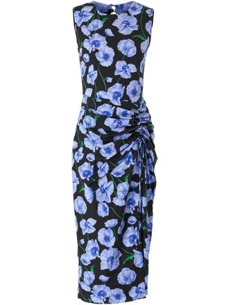 Carolina Herrera floral-print midi dress - women - Elastane/Cotton - 4 - Black