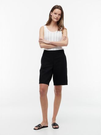 Tommy Hilfiger Womens Linen-Blend 11 Bermuda Short - Black - XS
