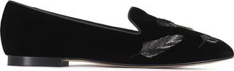 Arteana velvet feather loafers - Black