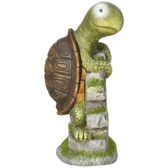 OUTSUNNY Vivid Garden Statue Tortoise Sculpture with Solar-powered LED Light | TJ Hughes