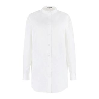 Jil Sander Shirts, female, White, Size: M Poplin Band Collar Shirt
