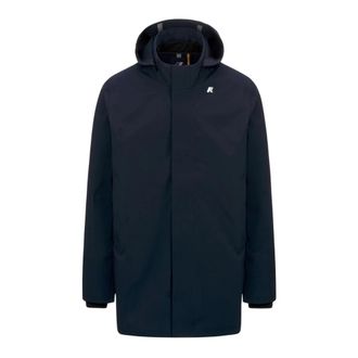 K-Way Middellange Parka met Afneembare Capuchon - Heren - Parka Jassen - Blauw - L - Polyester - Jassen
