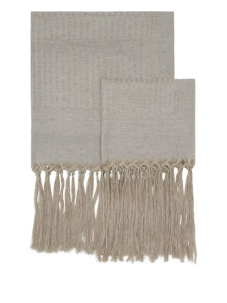 Brunello Cucinelli chevron fringe towels (120cm x 70cm) (set of two) - Neutrals