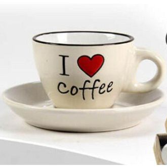 Trade Shop Trade Shop - Juego 6pcs Tazas + Platillo 80ml Caf&eacute; Colores Cl&aacute;sicos Modernos Culo 668715