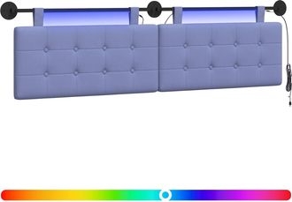 vidaXL Cabecero Colgante Con Luz Led Azul Jeans Tela Vidaxl