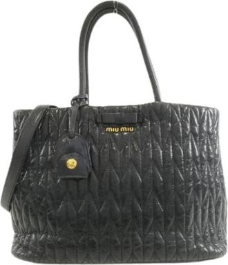 Miu Miu Pre-owned Handbags, female, Black, Size: ONE SIZE Pre-owned Leather Crossbody Bag