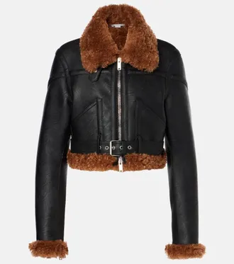 Stella McCartney Giacca biker cropped in similpelle